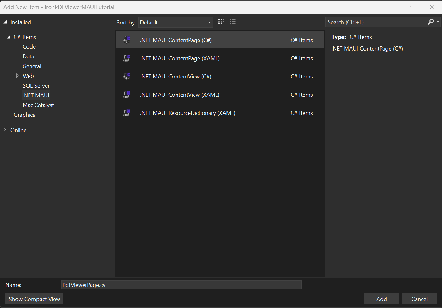 .NET MAUI `ContentPage`